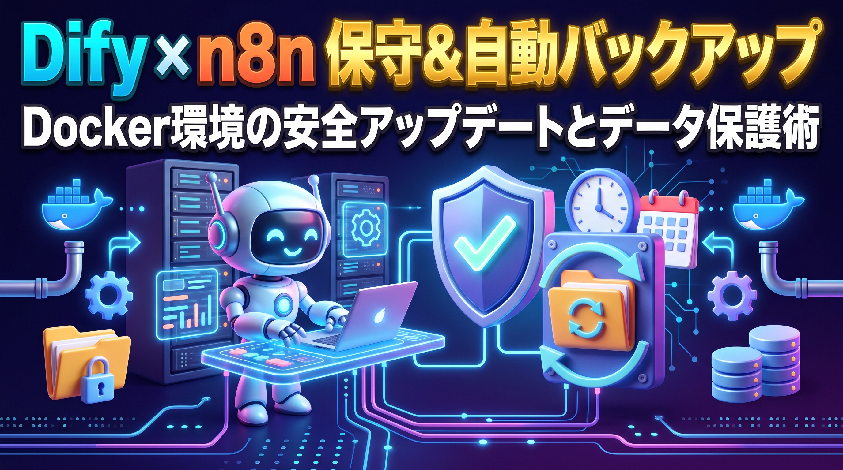 【VPS運用】Dify・n8nのDocker環境を自動バックアップ＆安全にアップデートする完全手順！データ消失を防ぐ保守術