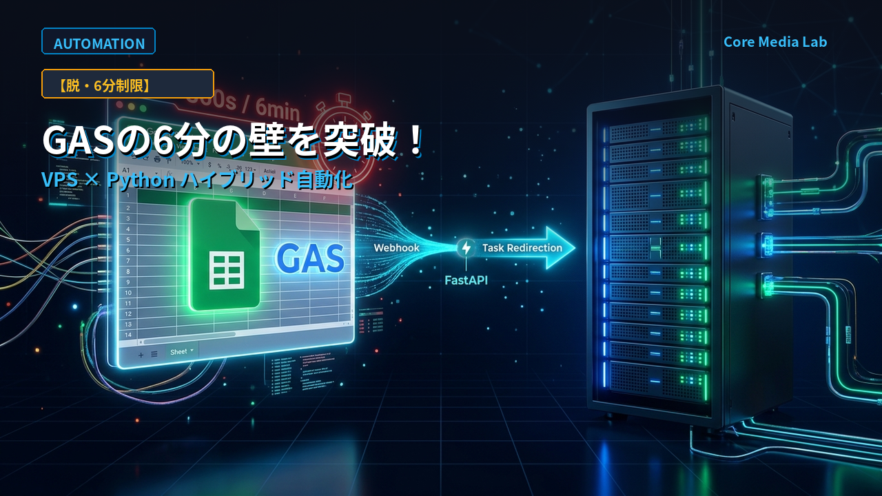 【脱・6分制限】GASの「実行時間エラー」を根本解決！重い定期処理をVPS×Pythonへ逃がすハイブリッド自動化術