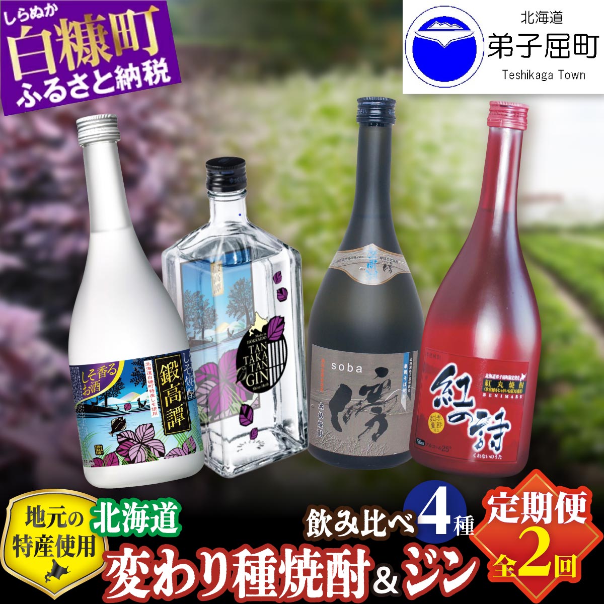 【定期便】焼酎３種 × クラフトジン 飲み比べ 720ml 6本 700ml セット( 鍛高譚 TAN・TAKA・TANGIN（鍛高譚ジン）、そば・いも焼酎セット）