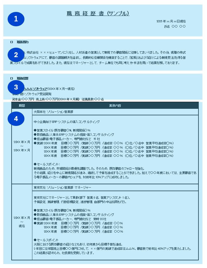 職務経歴書　確認用 職務経歴書の書き方ガイド ｜無料テンプレート・サンプル・見本あり