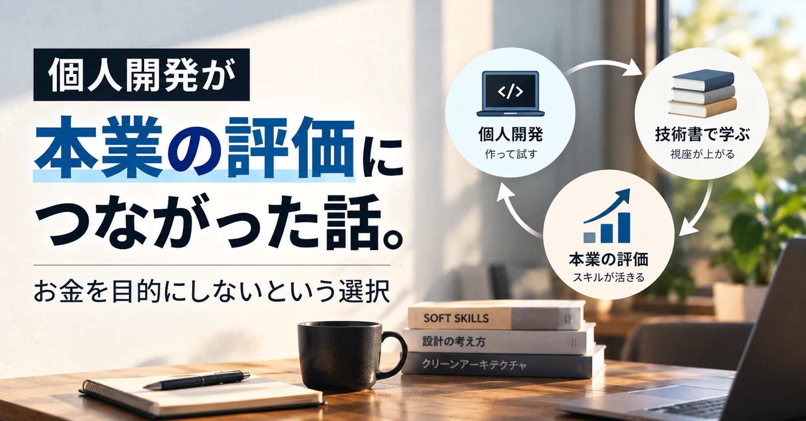 個人開発が本業の評価につながった話。お金を目的にしないという選択