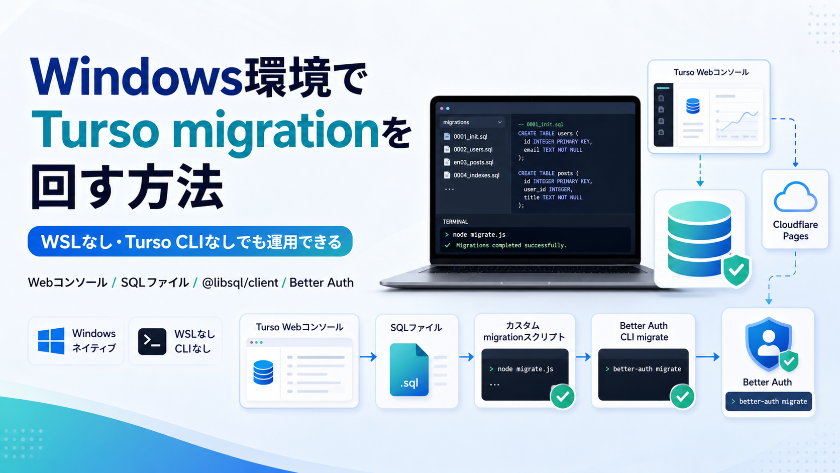 WindowsでTurso CLIなしでもmigration運用を回す方法