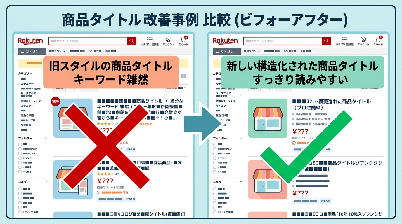 商品タイトルのNG例とOK例の比較
