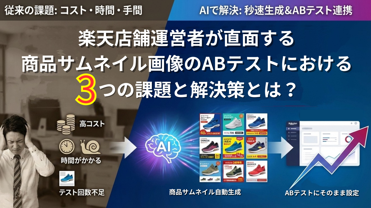 【2026年最新版】楽天店舗運営者が直面する商品サムネイル画像のABテストにおける３つの課題と解決策