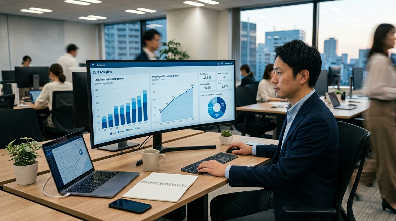 CRMダッシュボードでKPIを分析するEC事業者