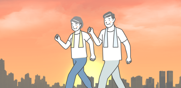 ウォーキングする高齢者