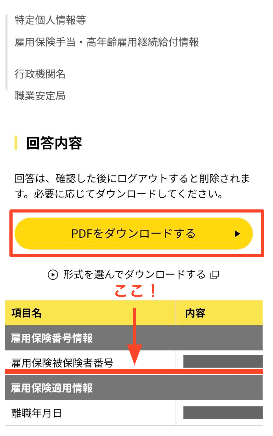 「雇用保険被保険者番号」を確認