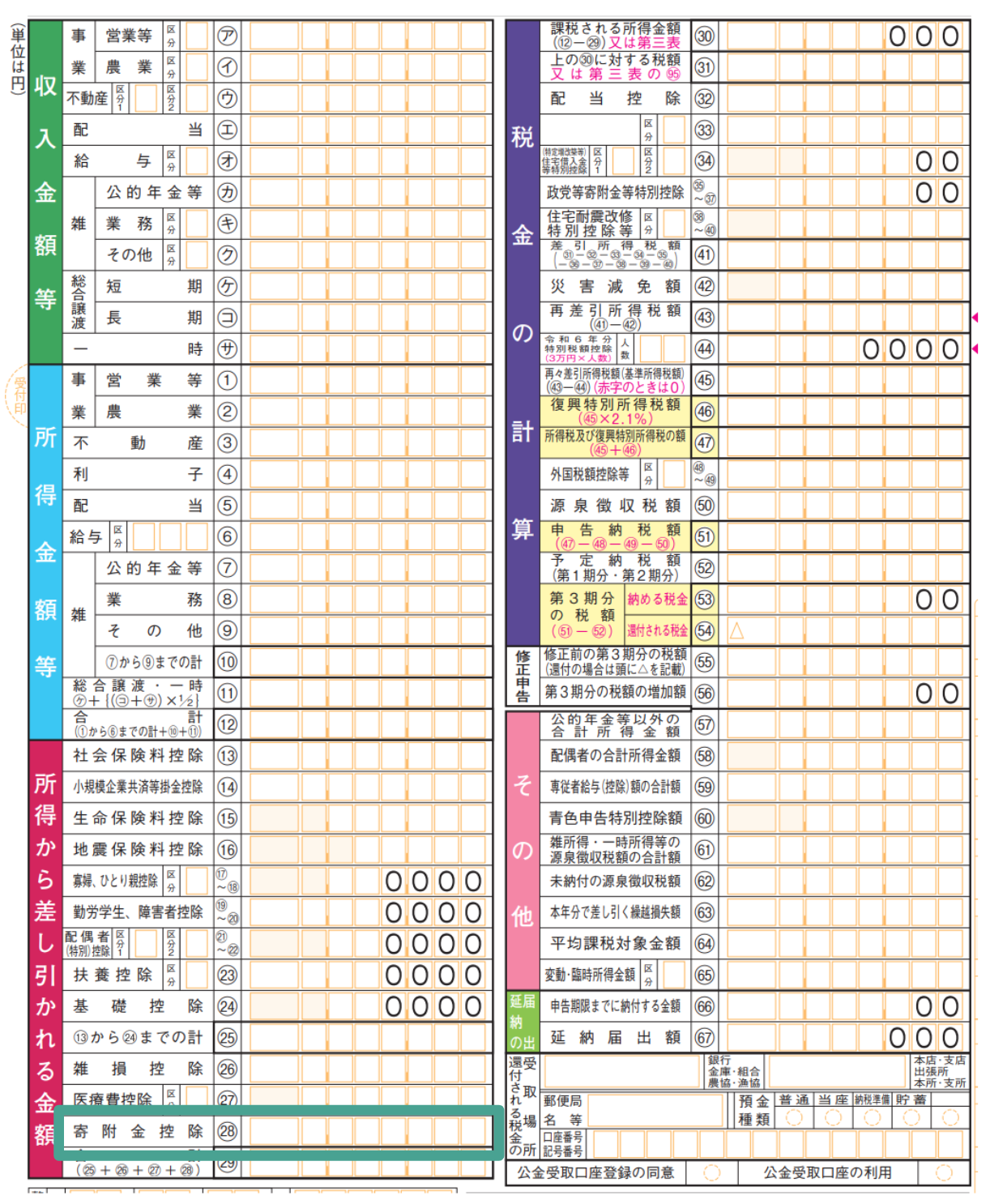 確定申告書第一表