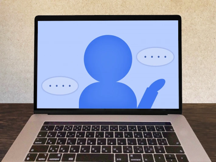 オンライン面接を行っているパソコンのイラスト