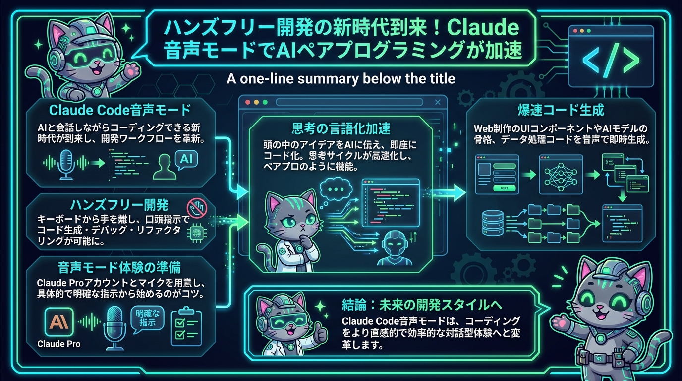 ハンズフリー開発の新時代到来！Claude Code音声モードでAIペアプログラミングが加速