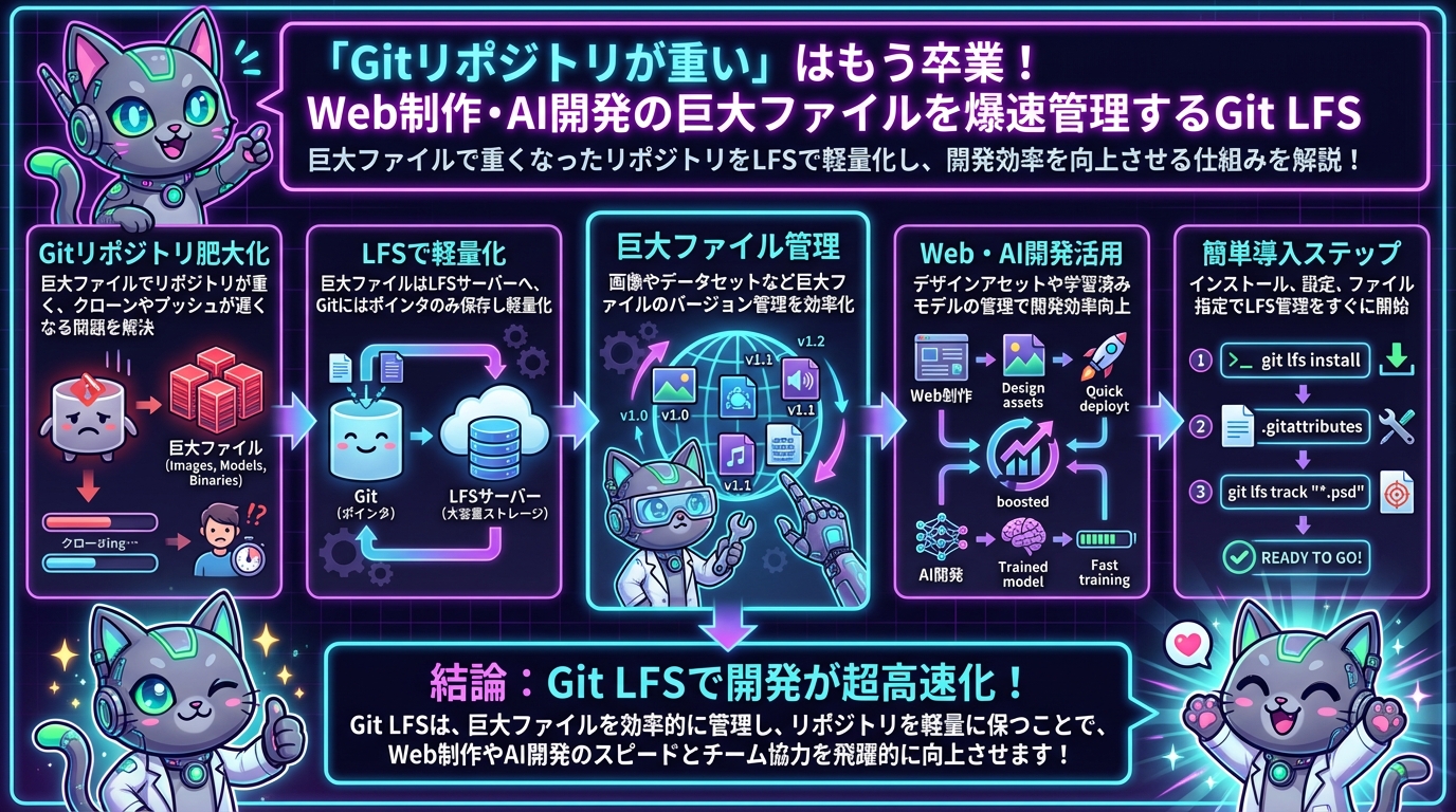「Gitリポジトリが重い」はもう卒業！Web制作・AI開発の巨大ファイルを爆速管理するGit LFS