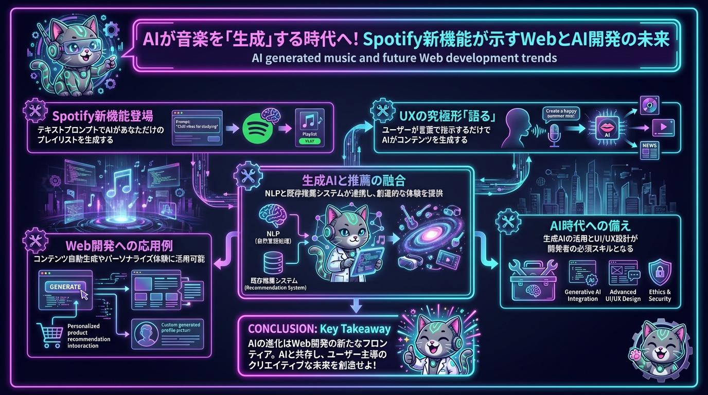 AIが音楽を「生成」する時代へ！Spotify新機能が示すWebとAI開発の未来