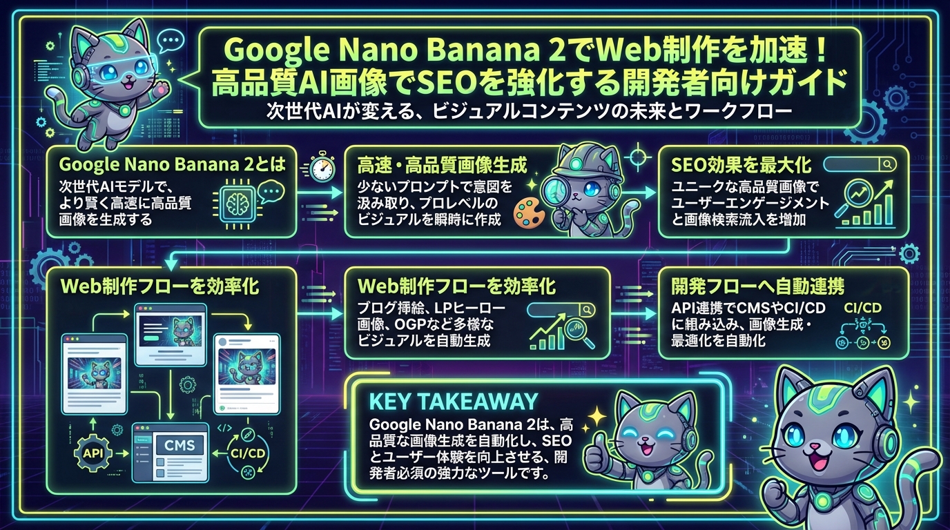 Google Nano Banana 2でWeb制作を加速！高品質AI画像でSEOを強化する開発者向けガイド