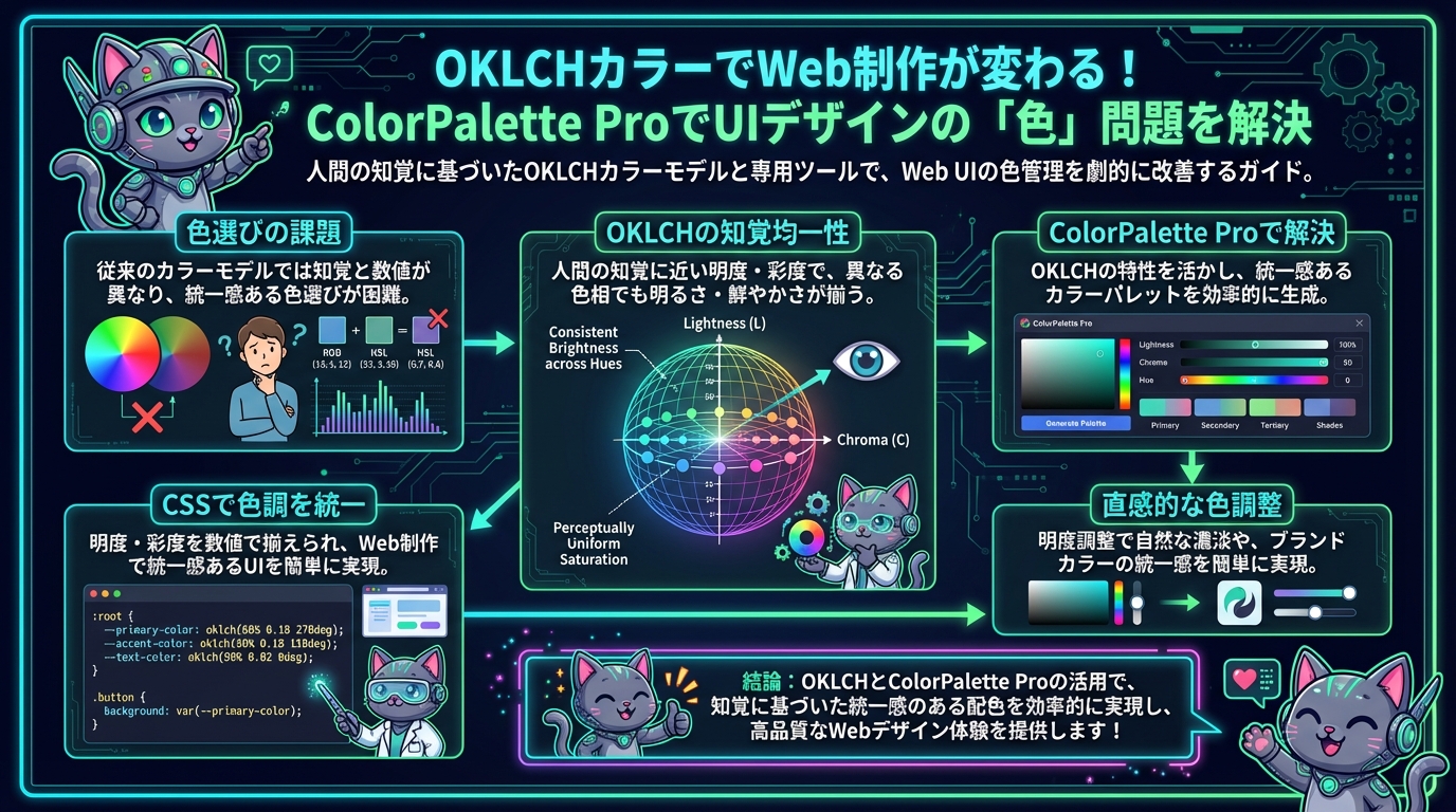 OKLCHカラーでWeb制作が変わる！ColorPalette ProでUIデザインの「色」問題を解決