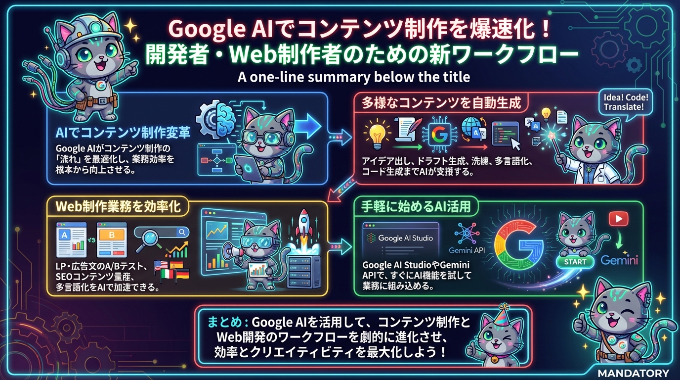Google AIでコンテンツ制作を爆速化！開発者・Web制作者のための新ワークフロー