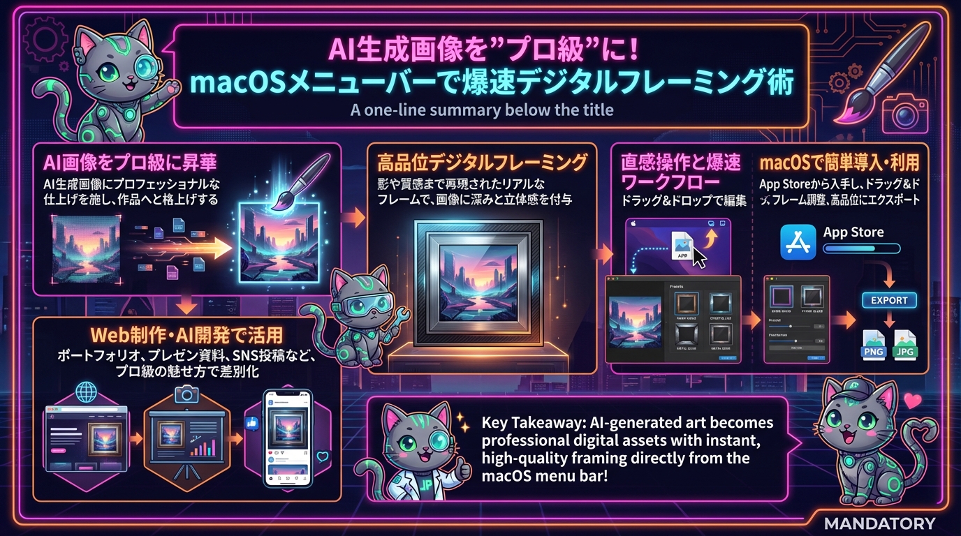AI生成画像を”プロ級”に！macOSメニューバーで爆速デジタルフレーミング術