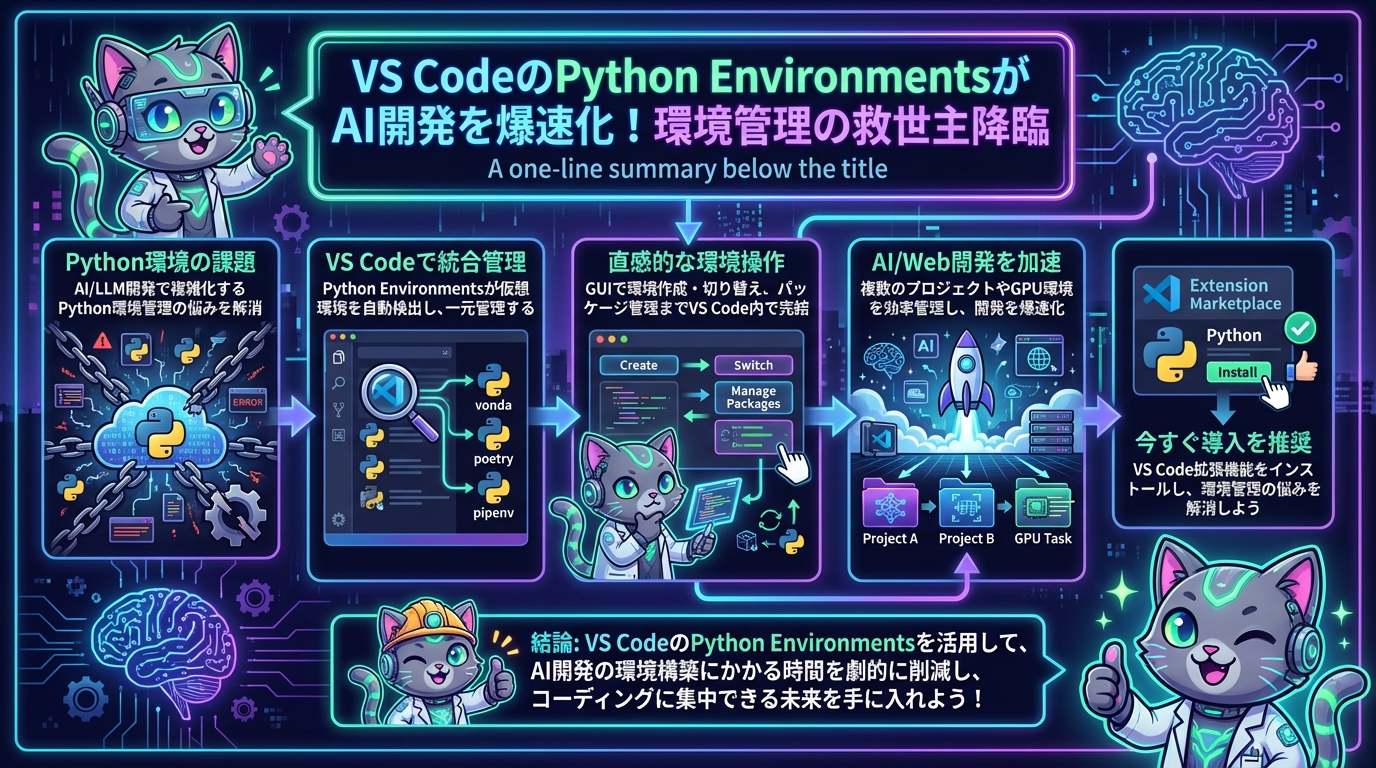VS CodeのPython EnvironmentsがAI開発を爆速化！環境管理の救世主降臨
