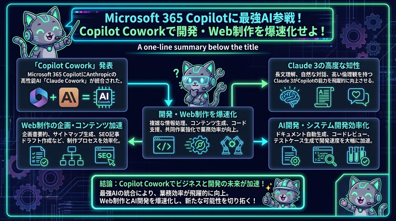 Microsoft 365 Copilotに最強AI参戦！Copilot Coworkで開発・Web制作を爆速化せよ！