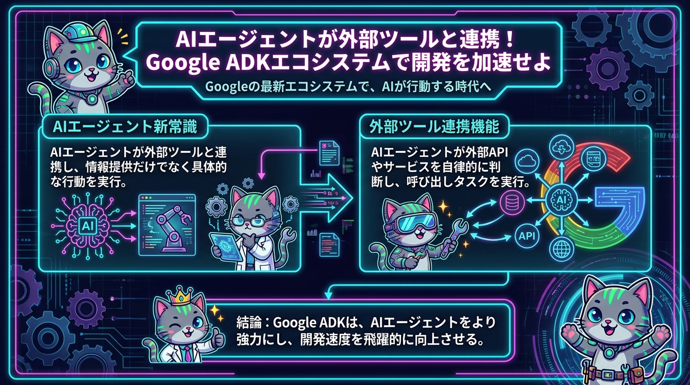 AIエージェントが外部ツールと連携！Google ADKエコシステムで開発を加速せよ
