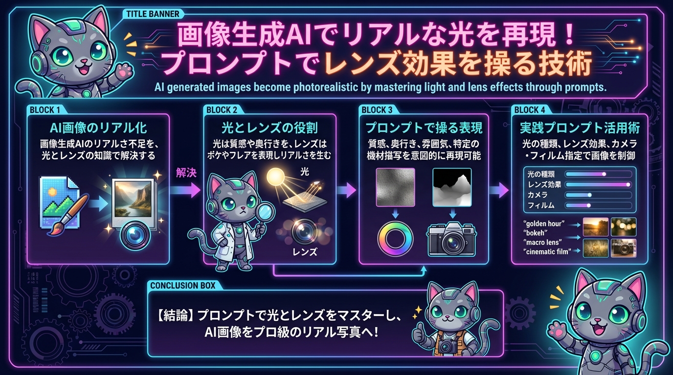 画像生成AIでリアルな光を再現！プロンプトでレンズ効果を操る技術