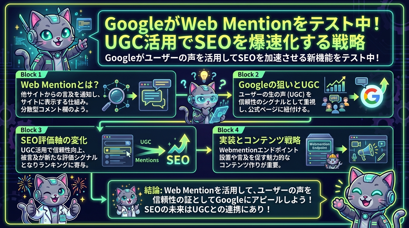 GoogleがWeb Mentionをテスト中！UGC活用でSEOを爆速化する戦略