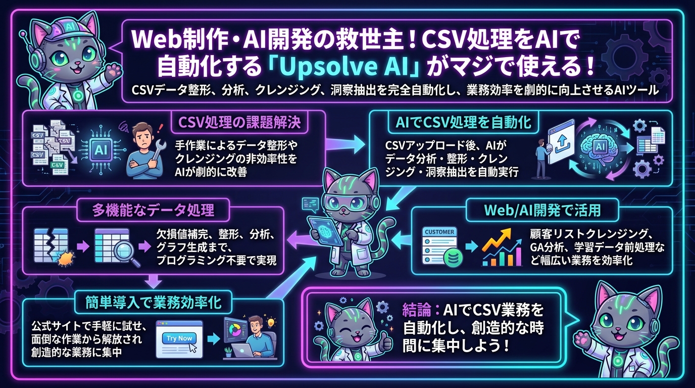 Web制作・AI開発の救世主！CSV処理をAIで自動化する「Upsolve AI」がマジで使える！