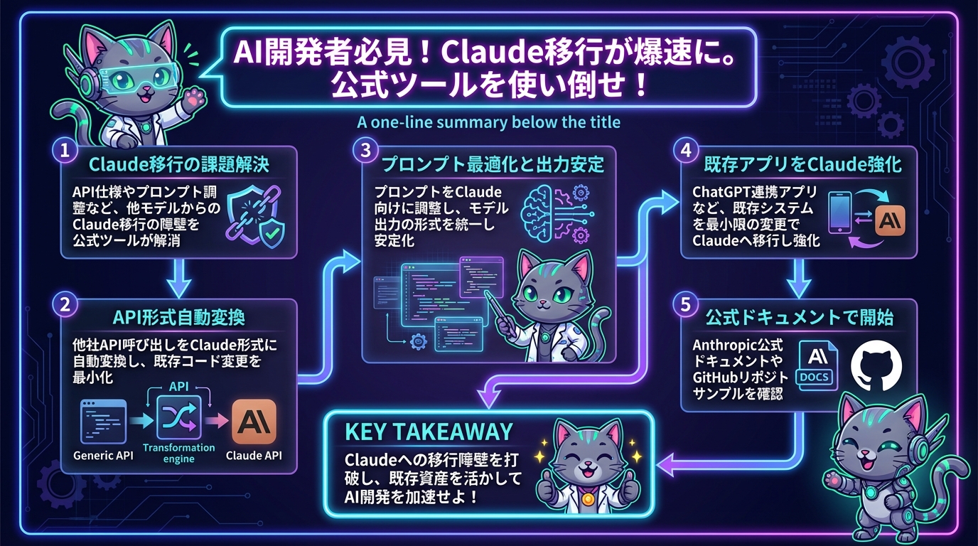 AI開発者必見！Claude移行が爆速に。公式ツールを使い倒せ！