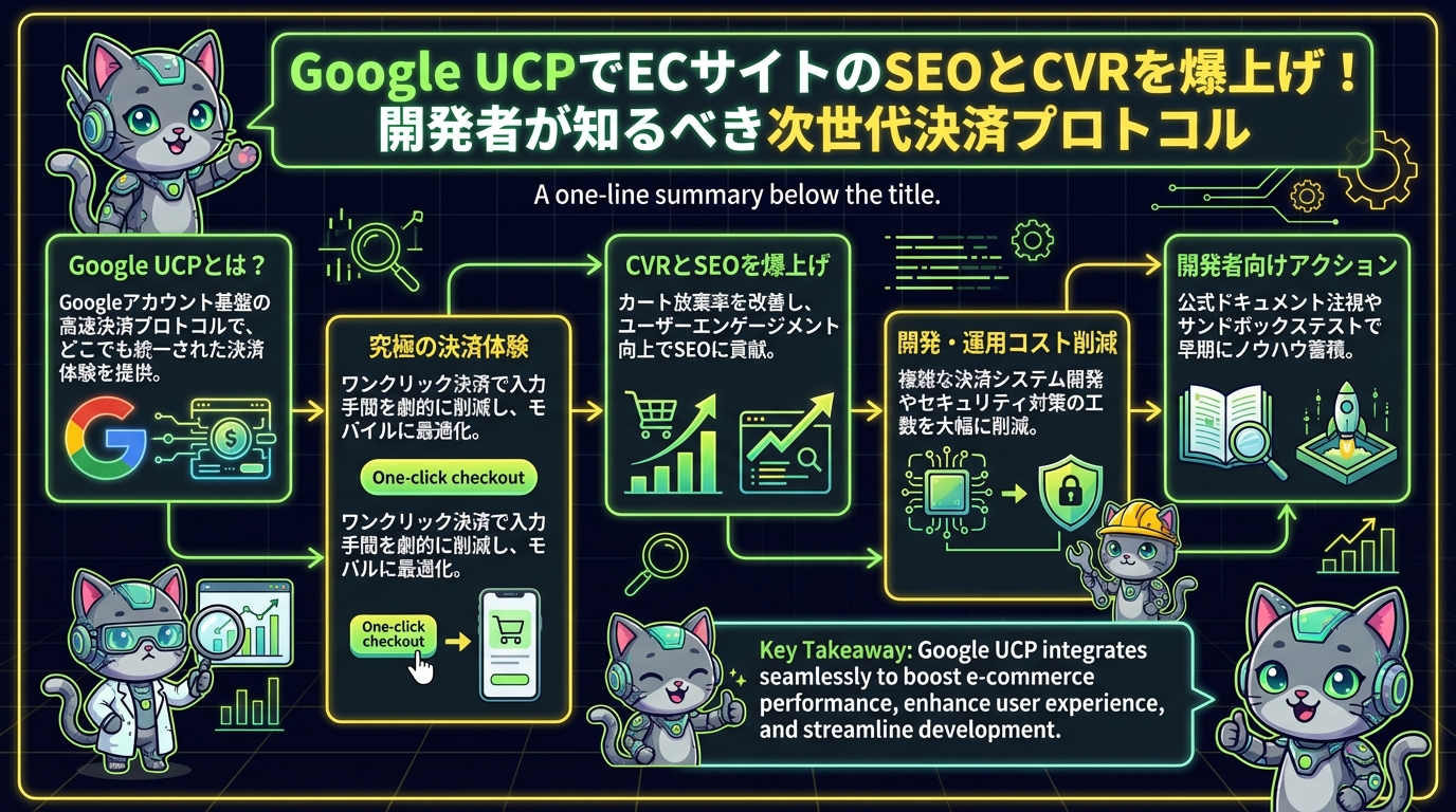 Google UCPでECサイトのSEOとCVRを爆上げ！開発者が知るべき次世代決済プロトコル