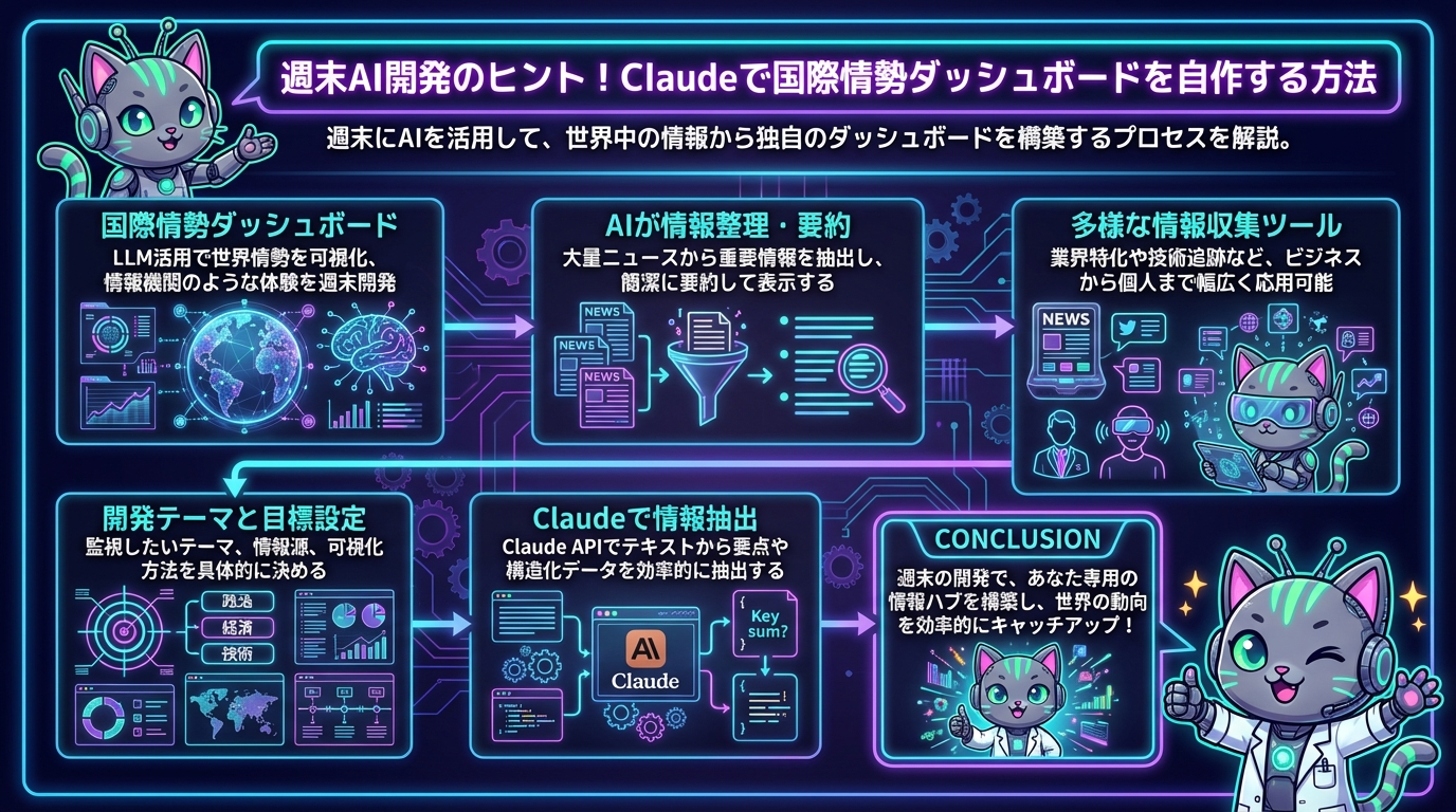 週末AI開発のヒント！Claudeで国際情勢ダッシュボードを自作する方法