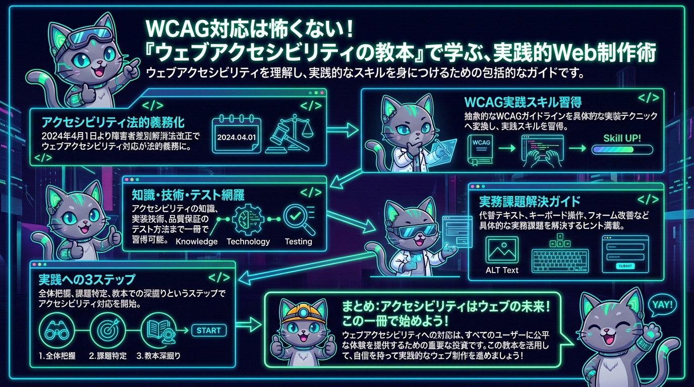 WCAG対応は怖くない！『ウェブアクセシビリティの教本』で学ぶ、実践的Web制作術