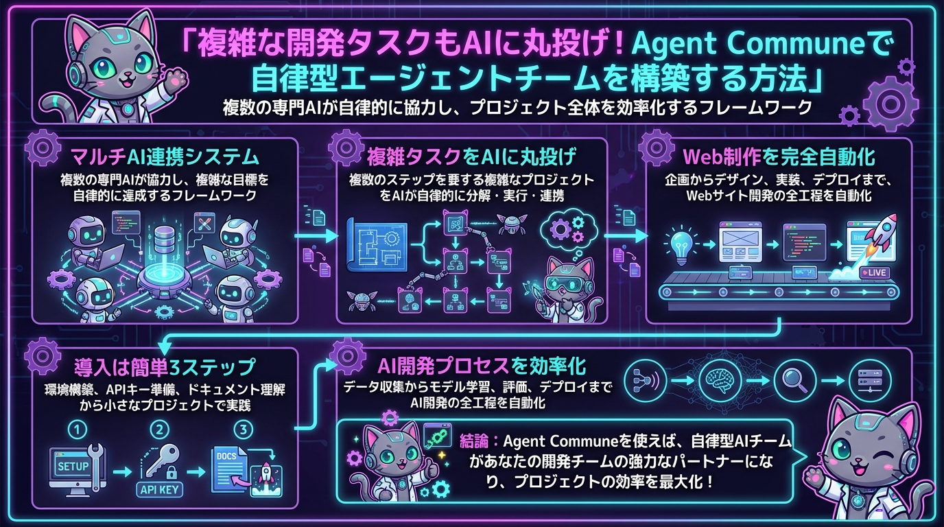 複雑な開発タスクもAIに丸投げ！Agent Communeで自律型エージェントチームを構築する方法