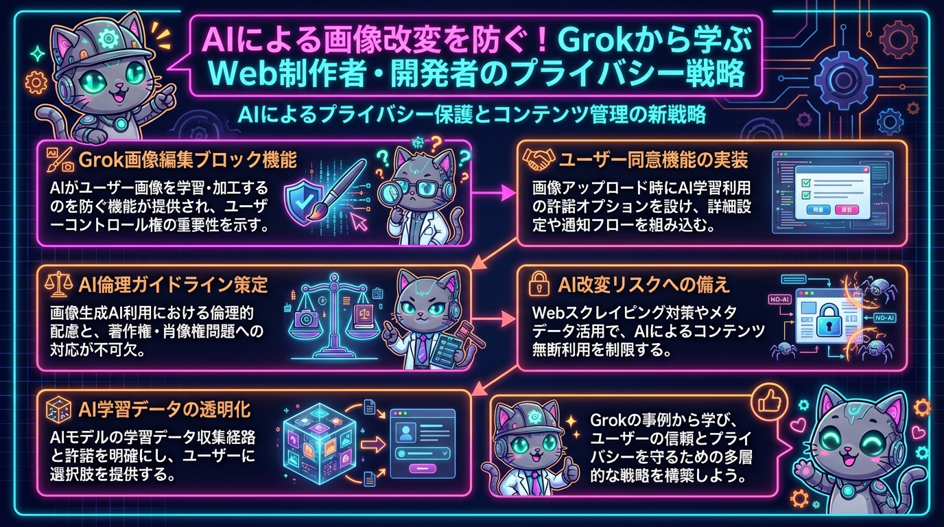 AIによる画像改変を防ぐ！Grokから学ぶWeb制作者・開発者のプライバシー戦略