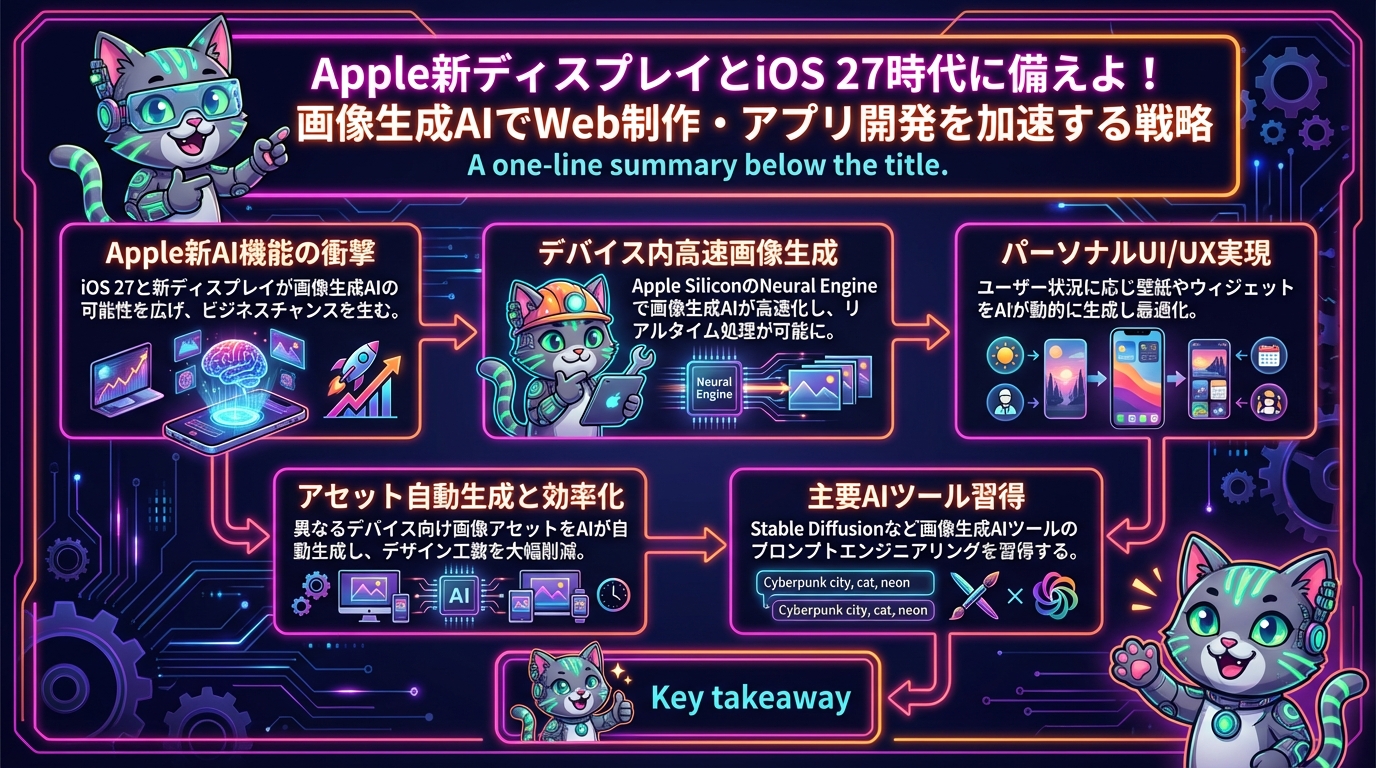 Apple新ディスプレイとiOS 27時代に備えよ！画像生成AIでWeb制作・アプリ開発を加速する戦略
