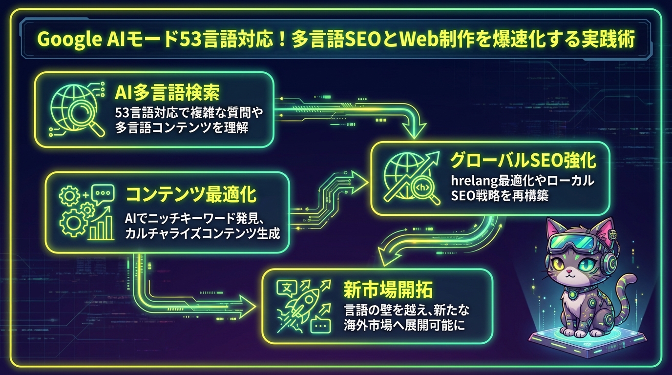 Google AIモード53言語対応！多言語SEOとWeb制作を爆速化する実践術