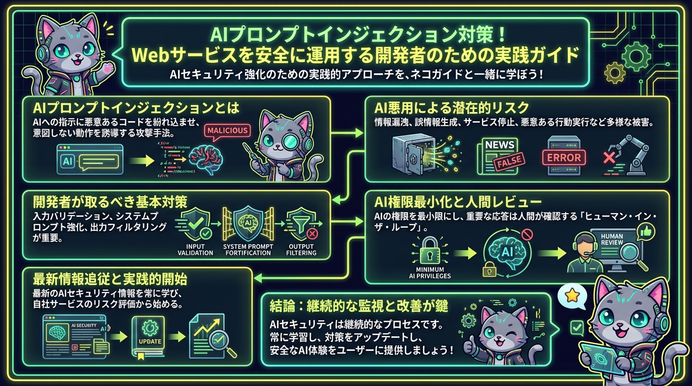AIプロンプトインジェクション対策！Webサービスを安全に運用する開発者のための実践ガイド