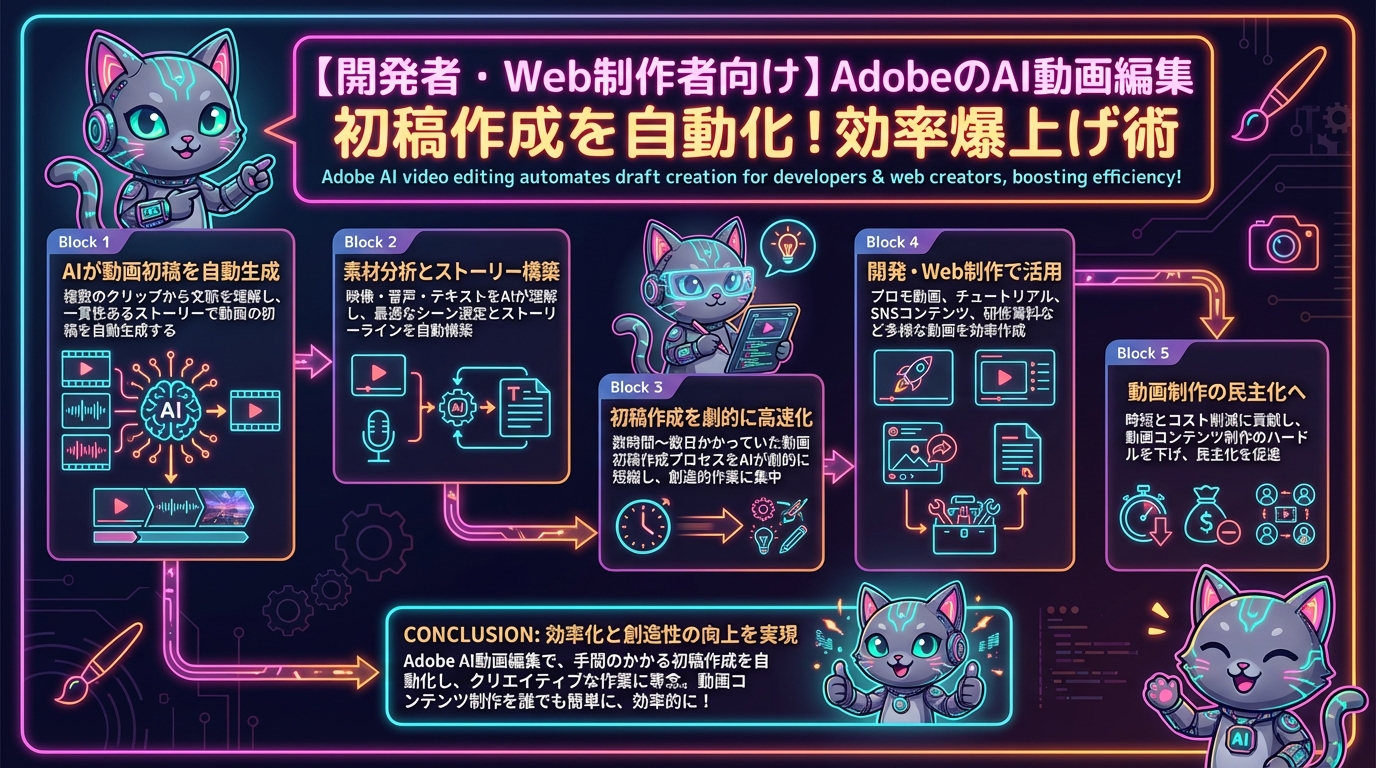 【開発者・Web制作者向け】AdobeのAI動画編集で初稿作成を自動化！効率爆上げ術