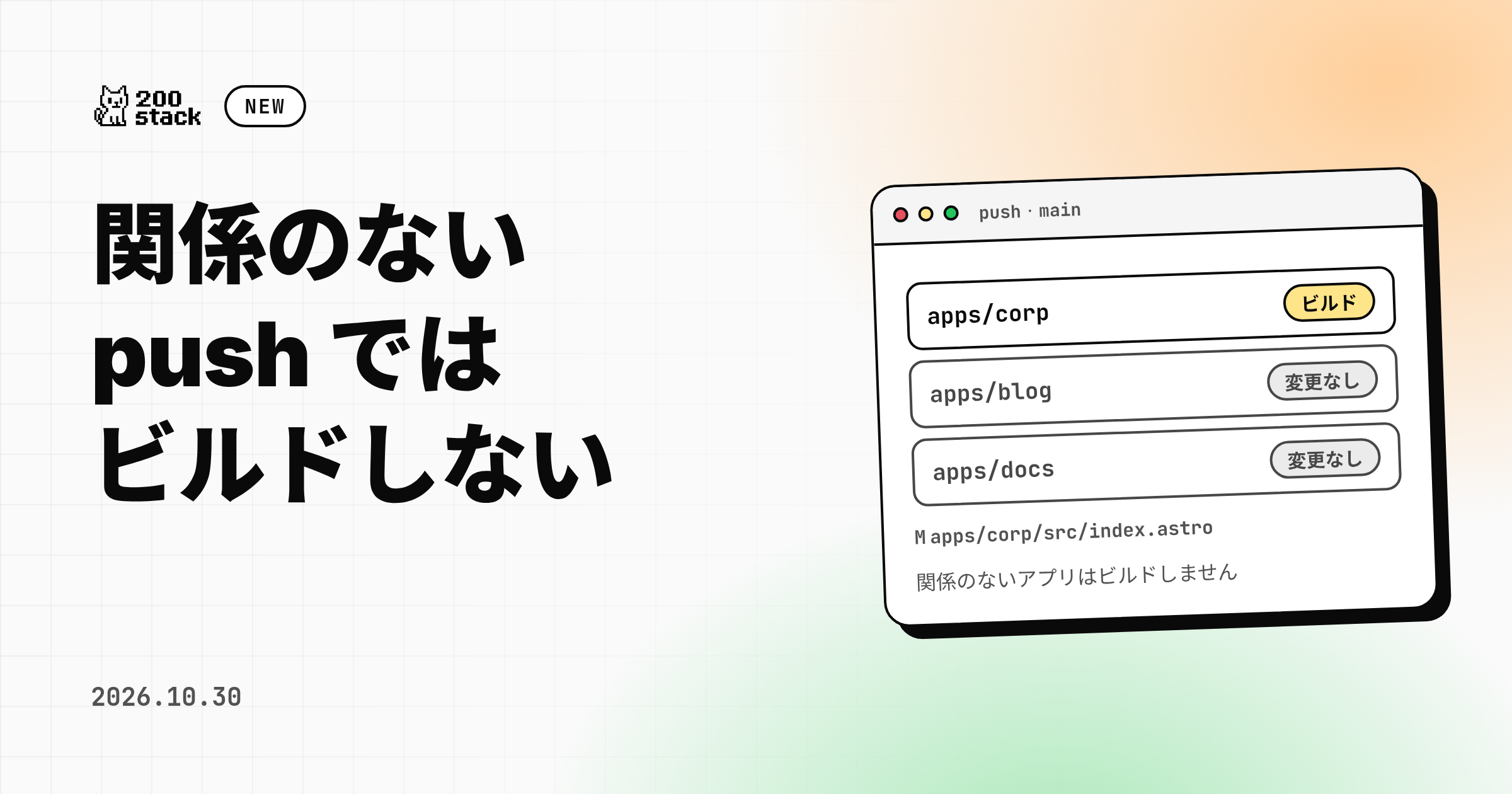 モノレポで、サイトに関係のないファイルだけを変えた push ではビルドしないようにできます のサムネイル