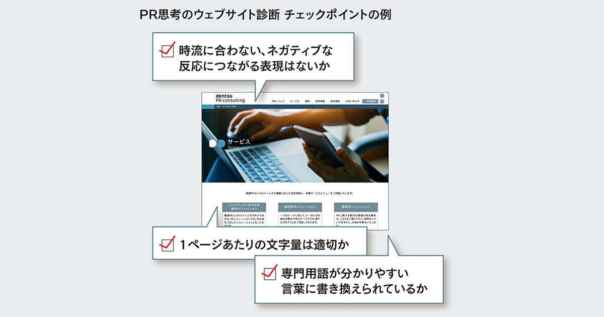 [PR] ネガ反応が起きやすい表現が残っていないか？ 2年に1度は企業サイト「リスク診断」を