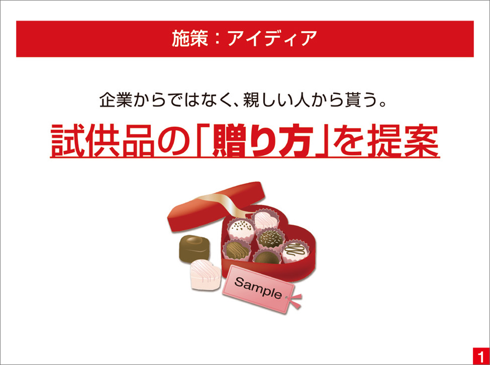 「義理チョコ」で新商品サンプリング？バレンタインにぴったりの提案企画書