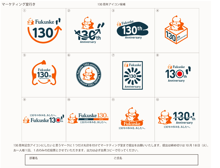 社内公募で260企画を集めた福助の130周年事業