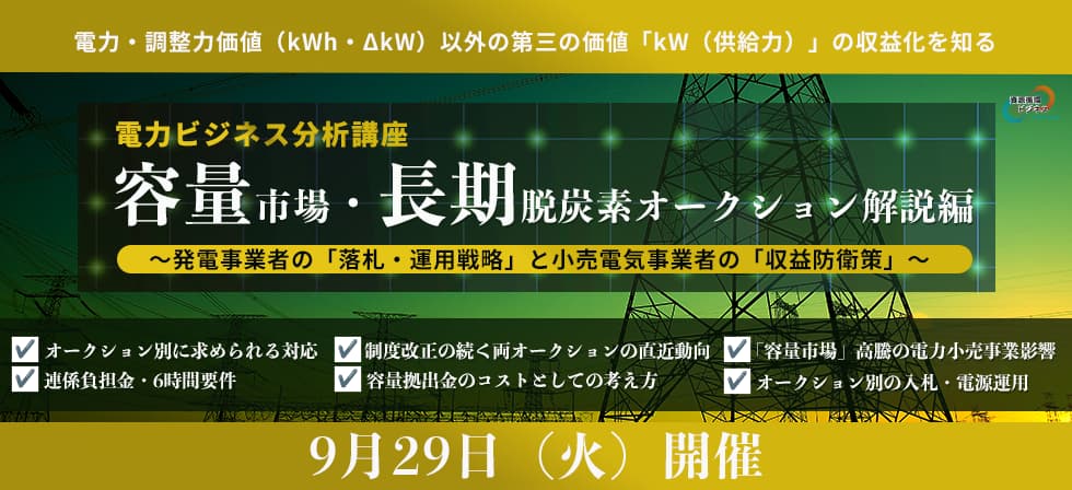 電力ビジネス分析講座-容量市場・長期脱炭素オークション解説編