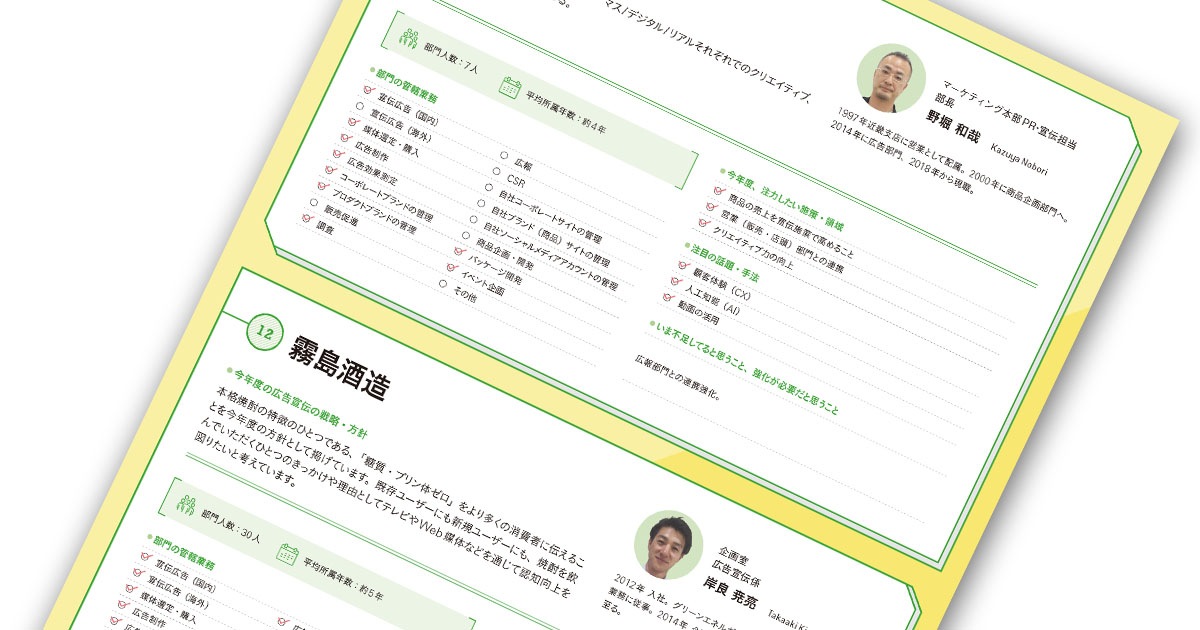 有力企業の宣伝部長に聞く注力課題─カルビー/霧島酒造/クボタ/クラシエホームプロダクツ　他