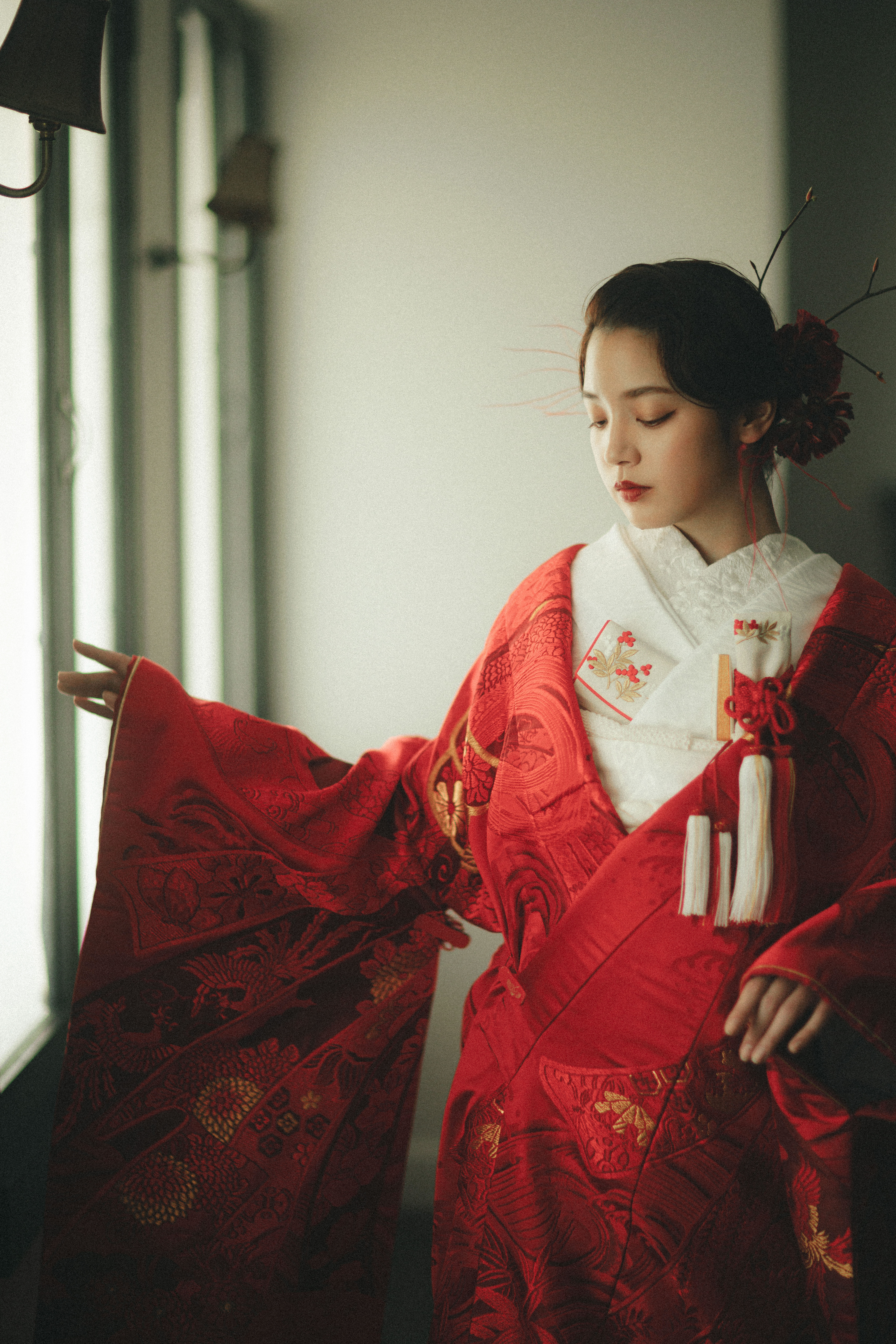 赤無垢 着物 打ち掛け レッド 結婚式 色打掛[天平華百景] 着物