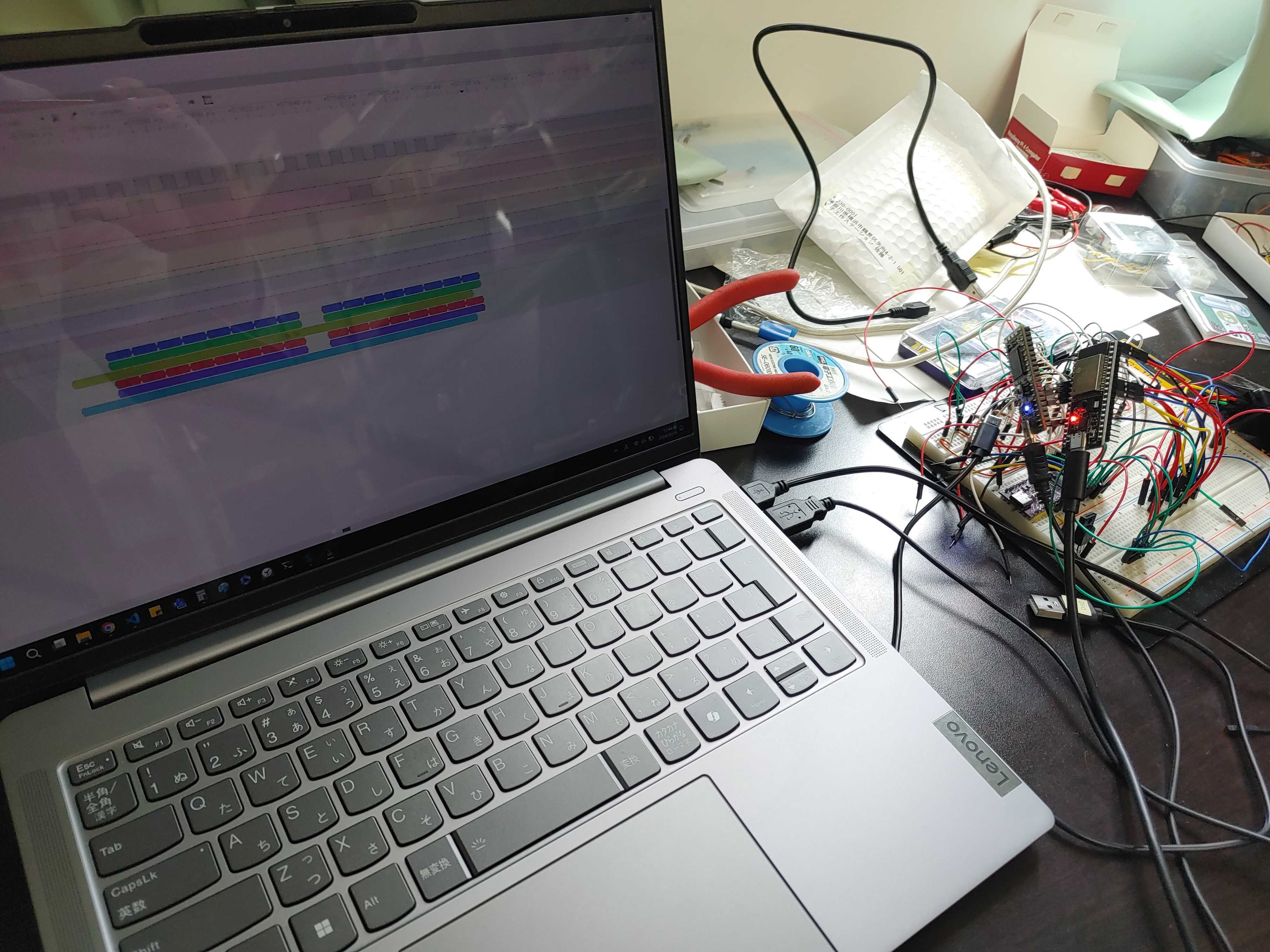 ロジックアナライザ利用の様子