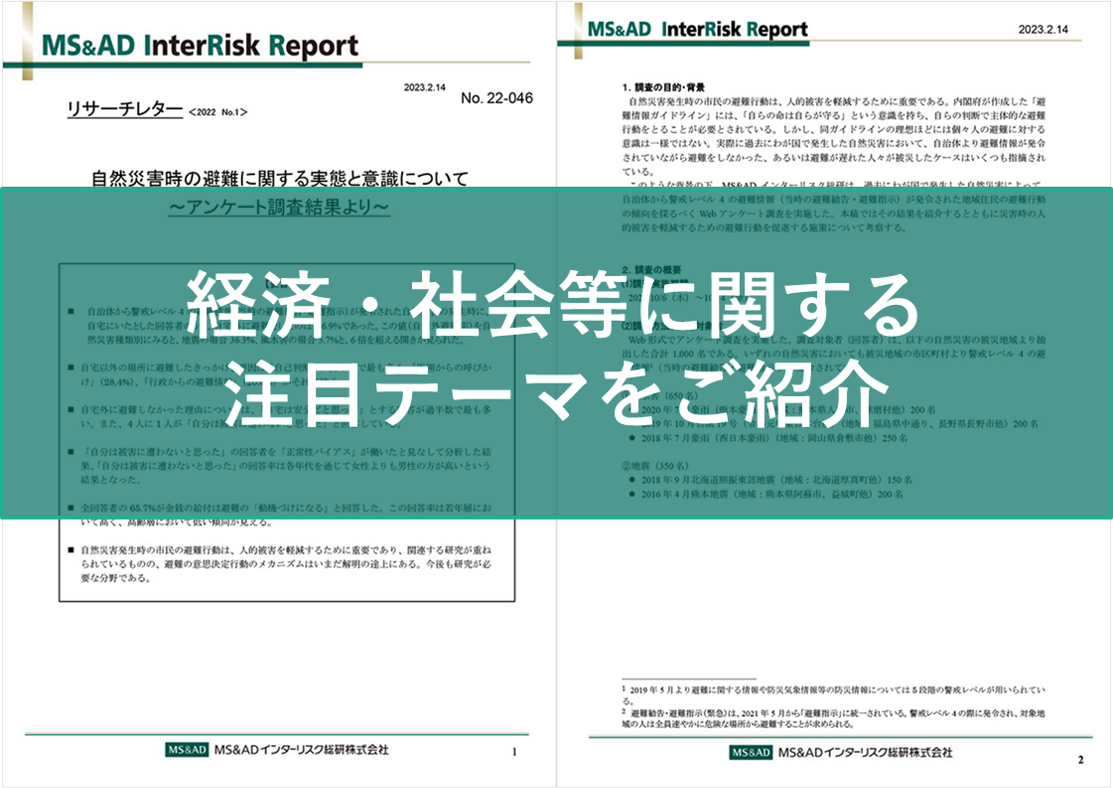 『リサーチ・レター』最新の社会的課題や未来社会予測をテーマとした様々な調査研究結果をご紹介します