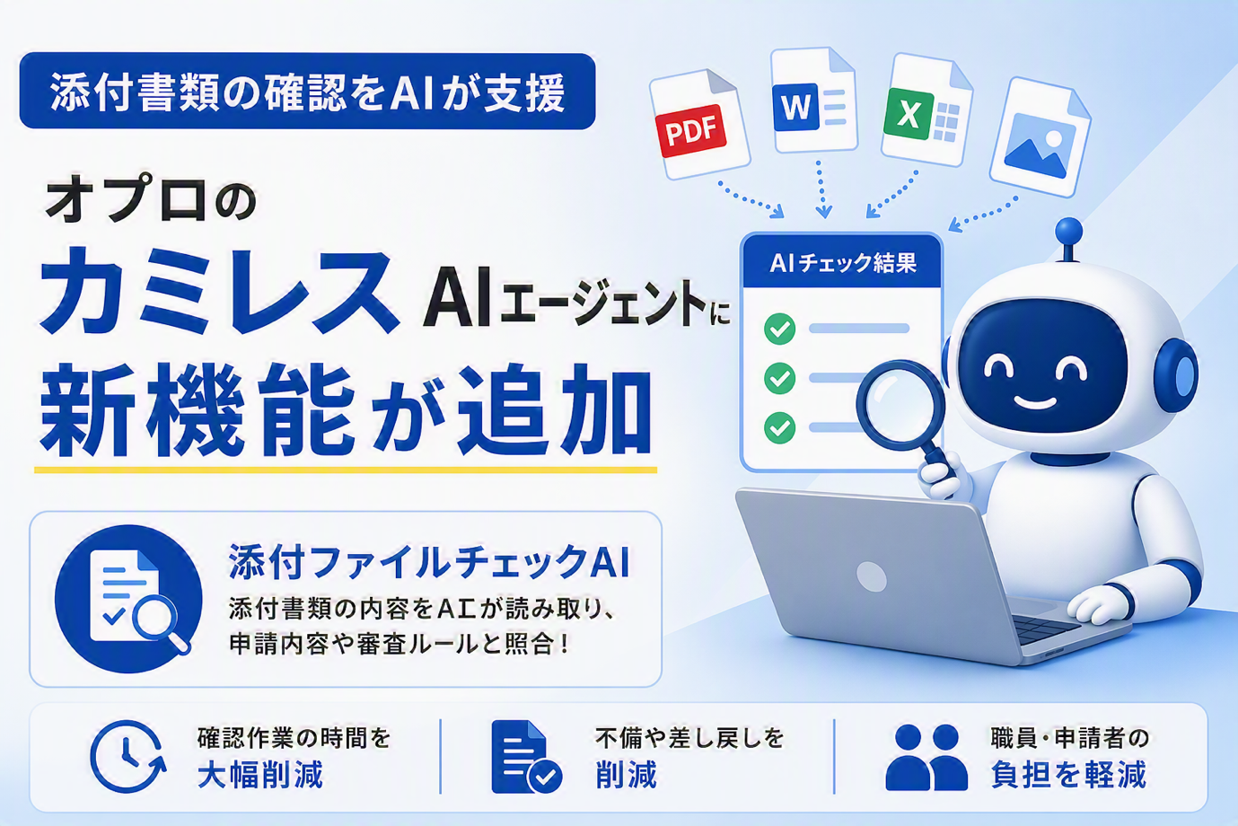 【添付書類の確認をAIが支援】オプロの「カミレスAIエージェント」に新機能が追加