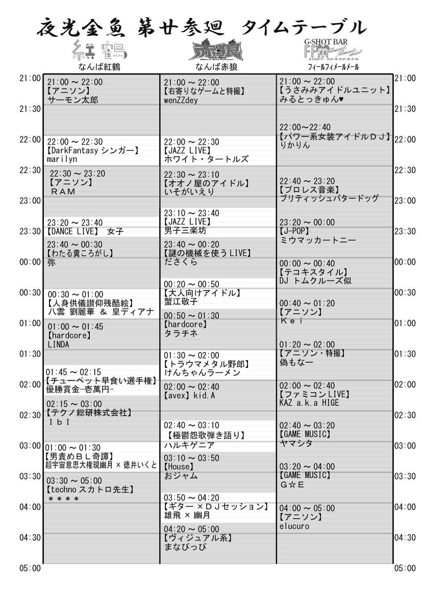 yk23タイムテーブル