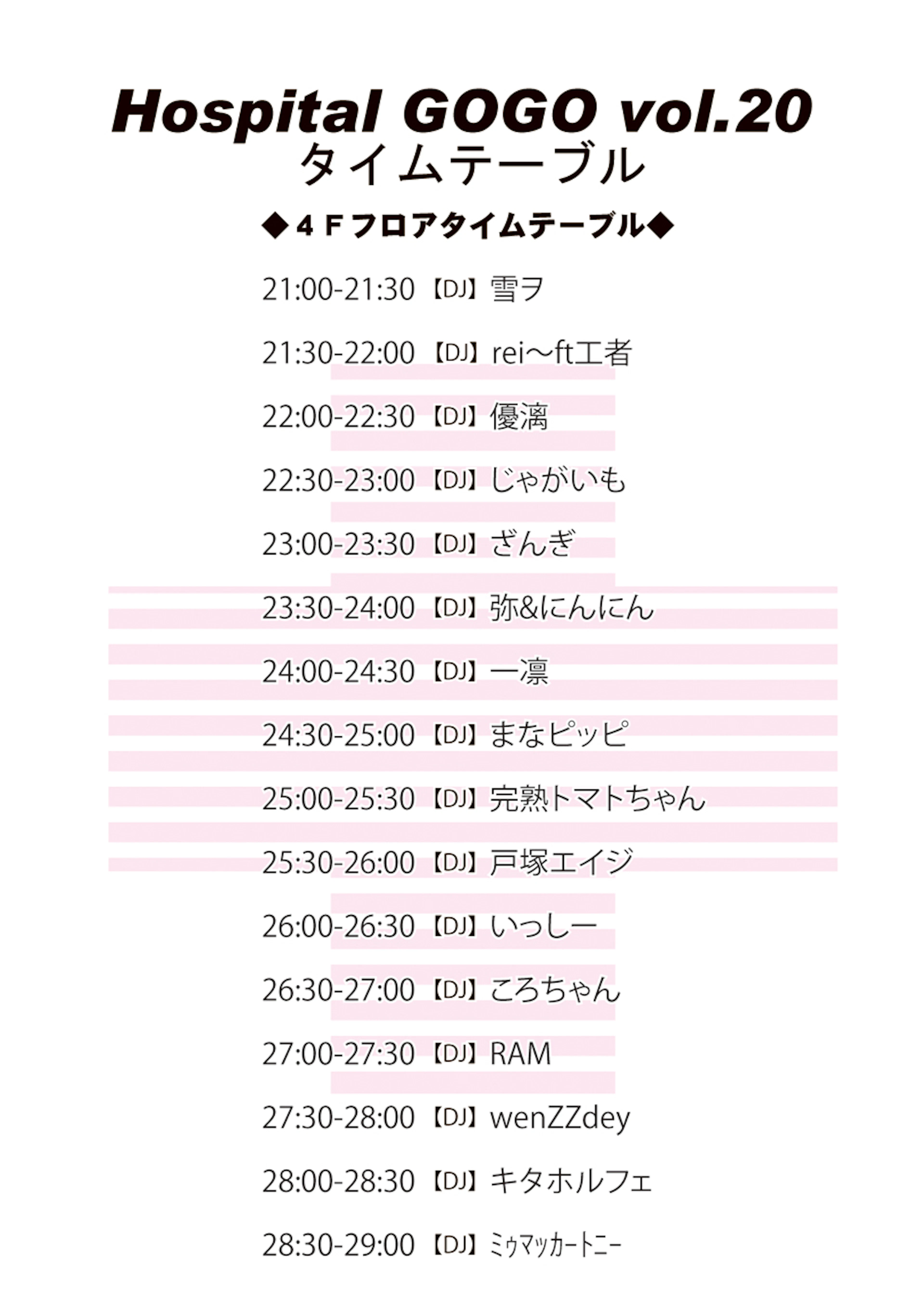 Hospital GOGO vol.20タイムテーブル