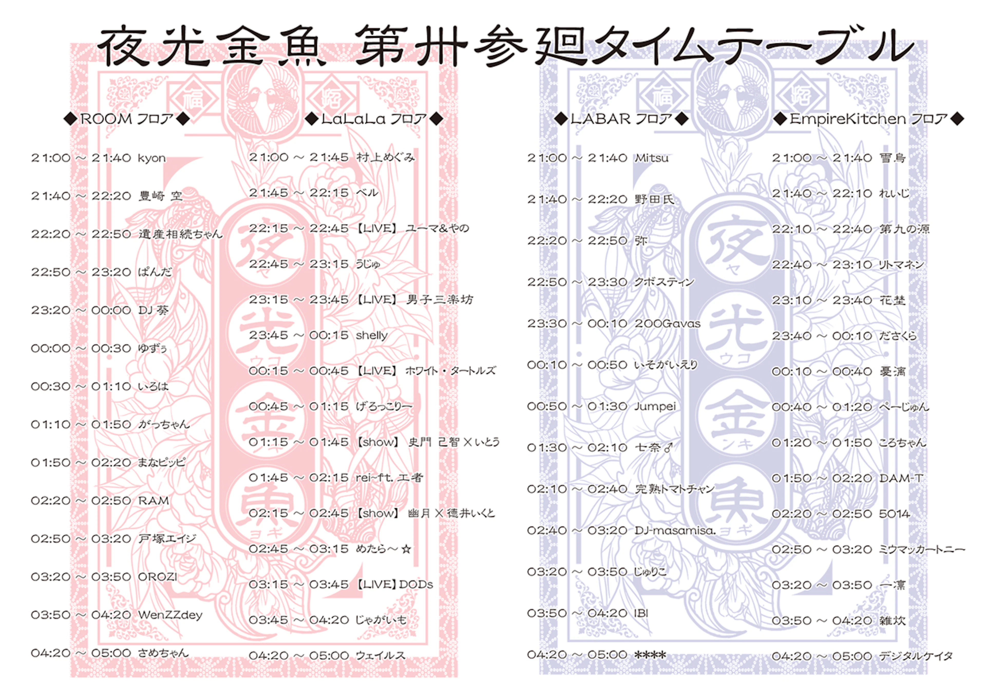 夜光金魚 第卅参廻タイムテーブル