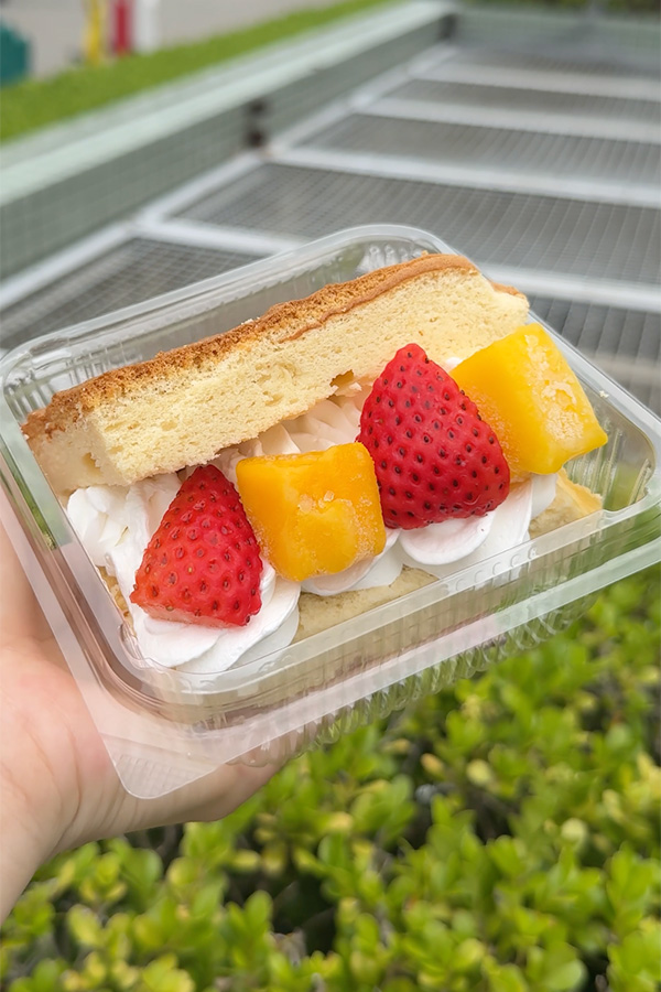 たっぷりのクリームとフルーツをはさんだ台湾カステラ♡